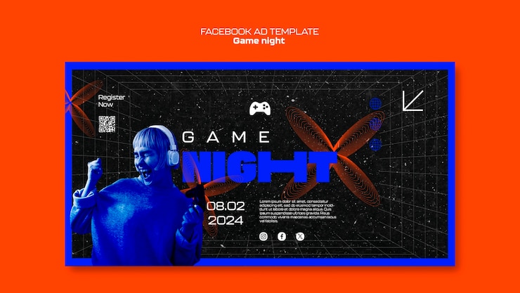 Gratis PSD game night sjabloonontwerp