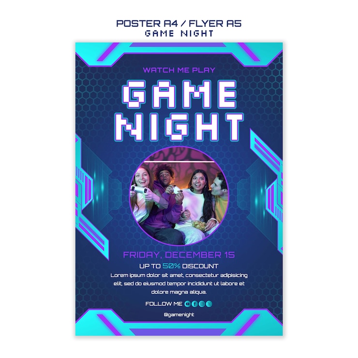 Gratis PSD game night sjabloonontwerp