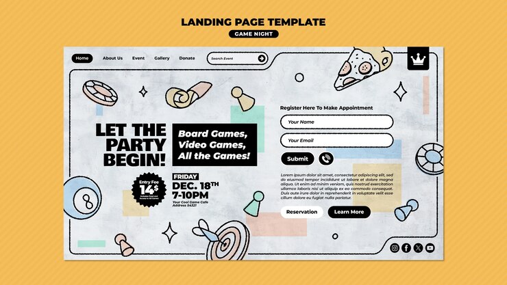 PSD Gratis game night  template design
