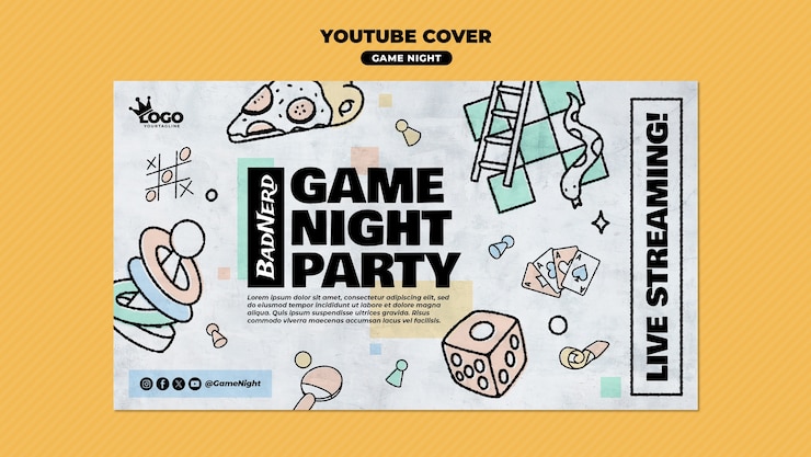 PSD Gratis game night  template design