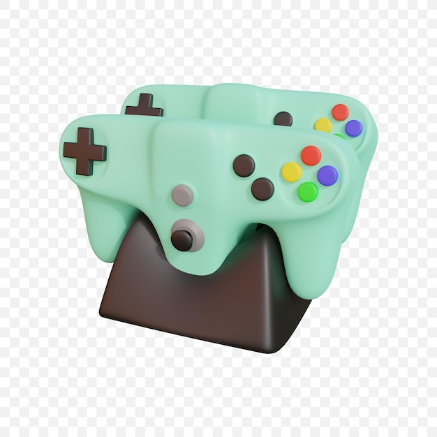 Gamepad gamecontroller joystick pictogram geïsoleerd 3d render illustratie