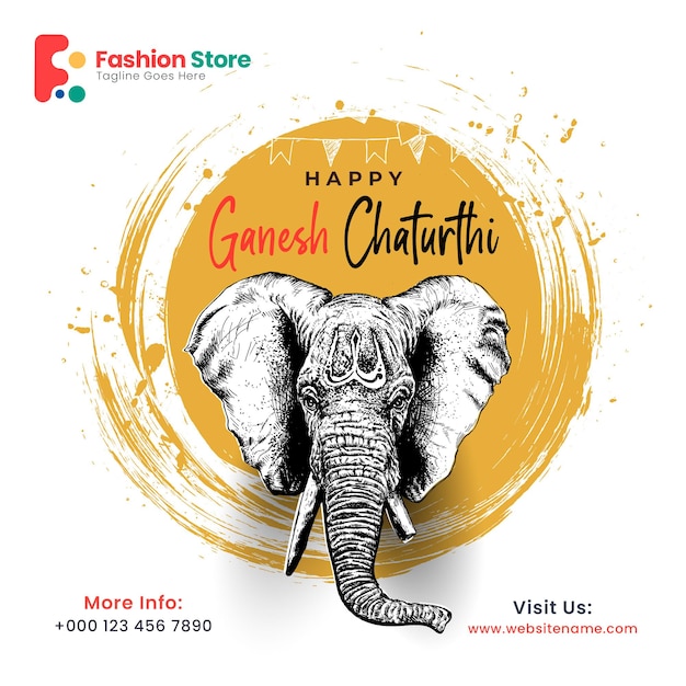 Ganesh Chaturthi Social Media Banner Cartel Anuncio Banner.