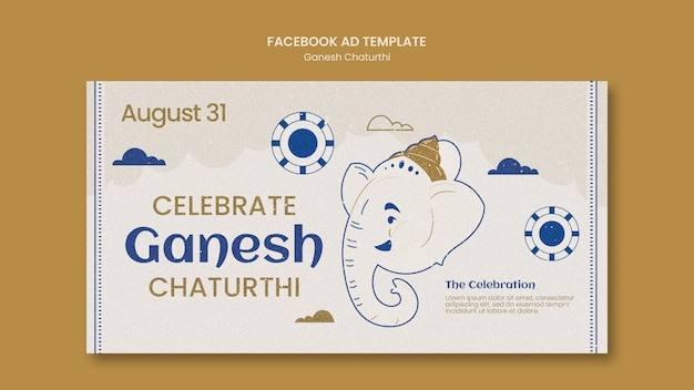 Gratis PSD ganesh chaturthi social media promo sjabloon met olifant en wolken