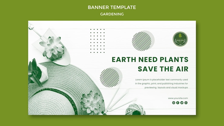 PSD Gratis gardening banner template concept