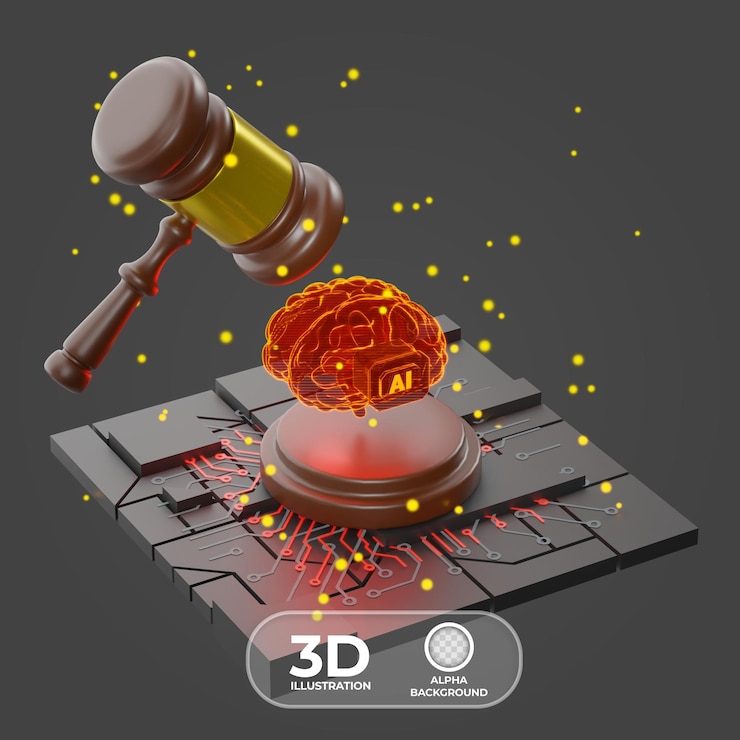 PSD gratuito gavel ruling against copyright infringement 3d illustration