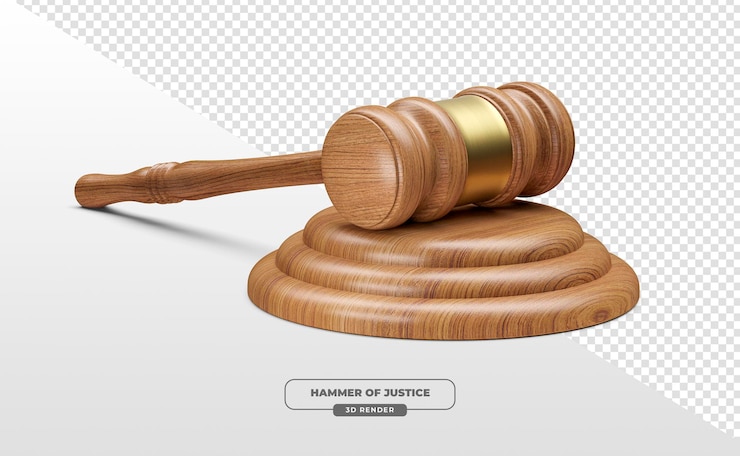 PSD Gratis gavel symbol of justice law and order in 3d render
