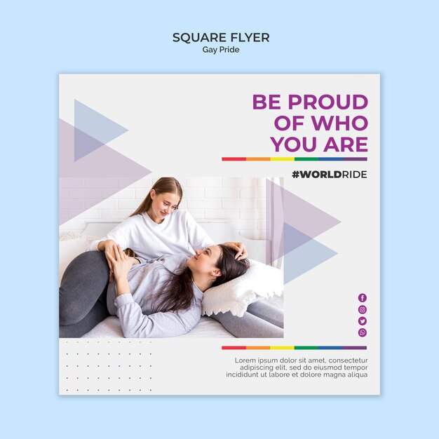 Gay pride vierkante flyer-sjabloon