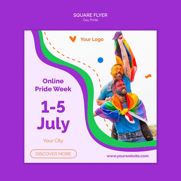 Gay pride vierkante flyer-sjabloon