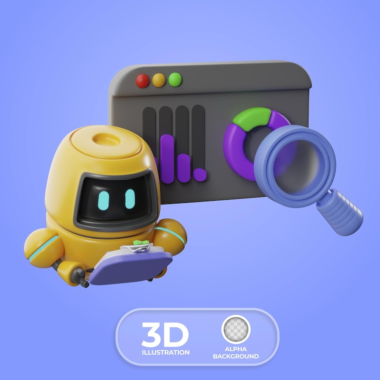 Gratis PSD geautomatiseerde 3d-illustratie van het financieel verslag