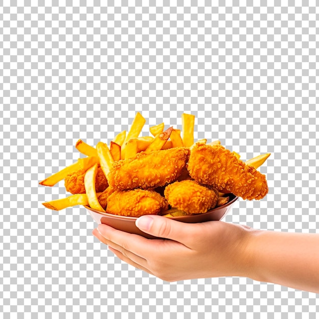 Gratis PSD gebakken kip nuggets en friet op een doorzichtige achtergrond