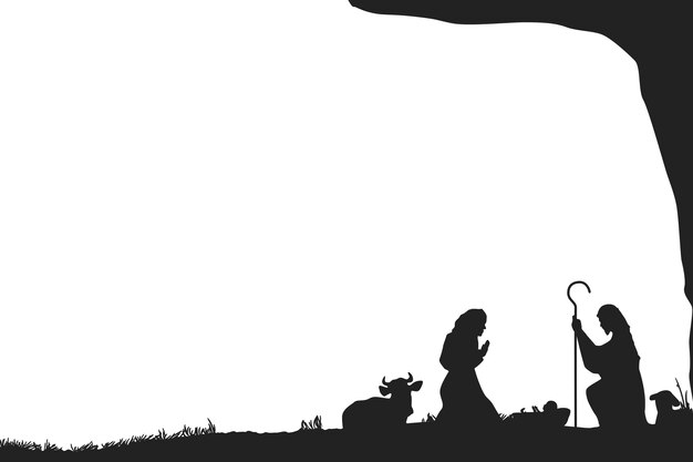 Geboorte van Jezus silhouet illustratie