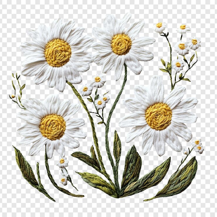 Gratis PSD geborduurde madeliefjes een meesterwerk van bloemen