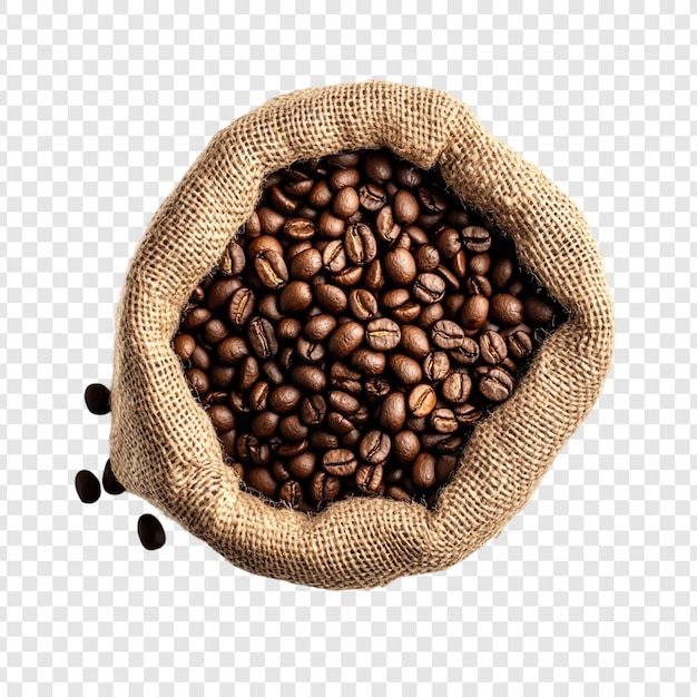 Gebraden koffiebonen in een zak