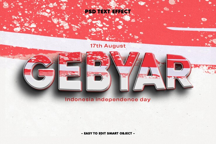 PSD Gratis gebyar indonesia independence day text effect