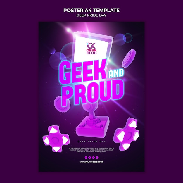 Gratis PSD geek pride day poster sjabloon