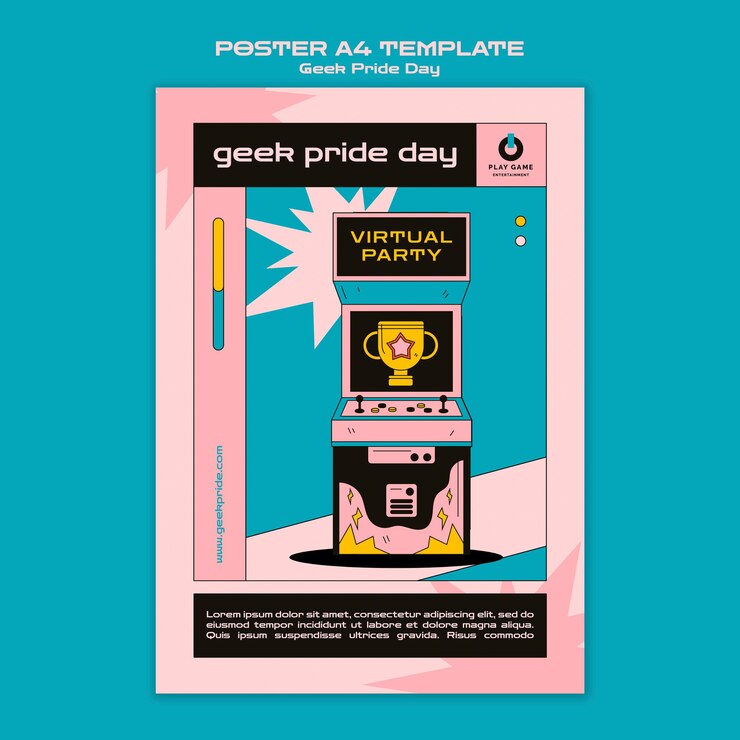 PSD Gratis geek pride day poster template