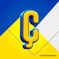 Gratis PSD geel alfabet met letter c cedille 3d blue