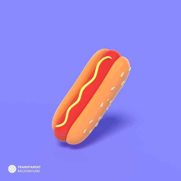 Gegrilde hotdog sandwich pictogram Geïsoleerde 3d render Illustration