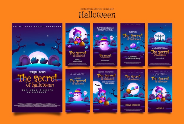 Gratis PSD geheime verzameling instagramverhalen voor halloween-evenementen