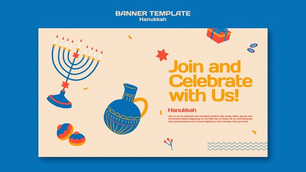 Geïllustreerde hanukkah horizontale bannersjabloon