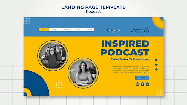 Gratis PSD geïnspireerde bestemmingspagina-sjabloon voor podcasts