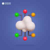 Gratis PSD geïsoleerde 3d render cloud netwerkpictogram