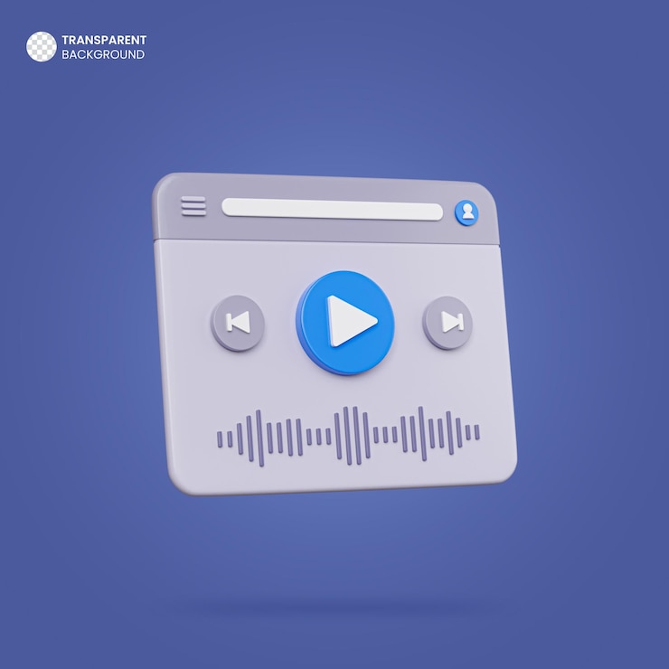 Gratis PSD geïsoleerde 3d render muziek web ui pagina icon