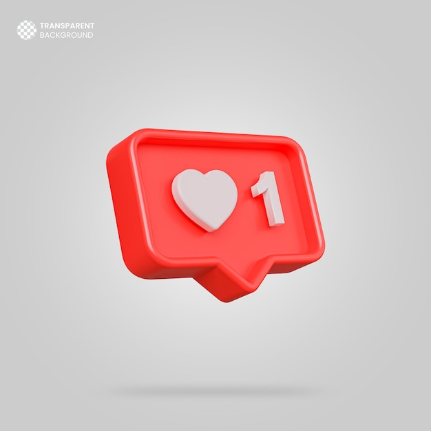 Gratis PSD geïsoleerde 3d render sociale media hart icon