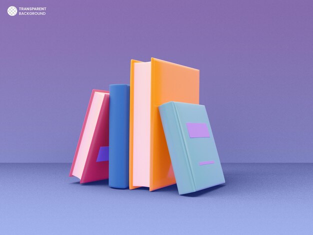 Geïsoleerde boekenstapelpictogram 3d geeft illustratie terug