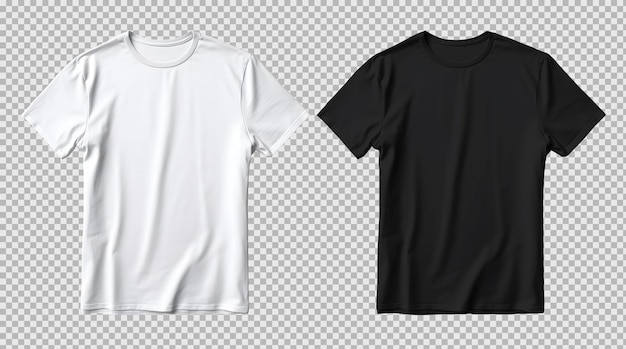 geïsoleerde geopende witte en zwarte t-shirt