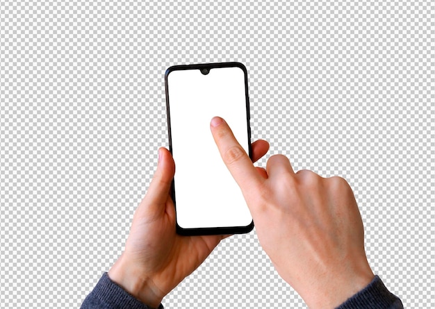 Geïsoleerde smartphone met vinger