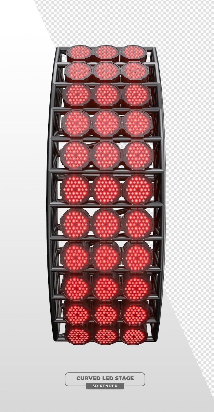 Gratis PSD gekromde led par-lichtstructuur voor podiumshows 3d-rendering