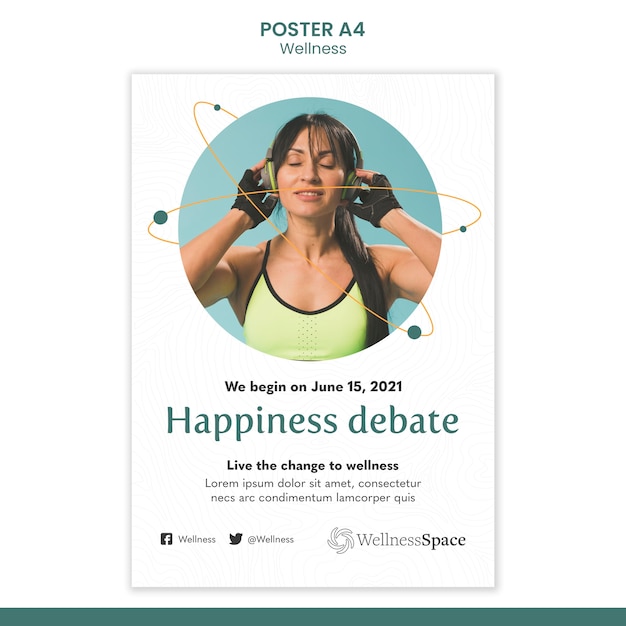 Gratis PSD geluk en wellness poster sjabloonontwerp