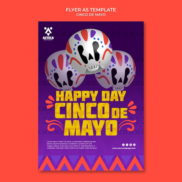 Gelukkig cinco de mayo flyer-sjabloon