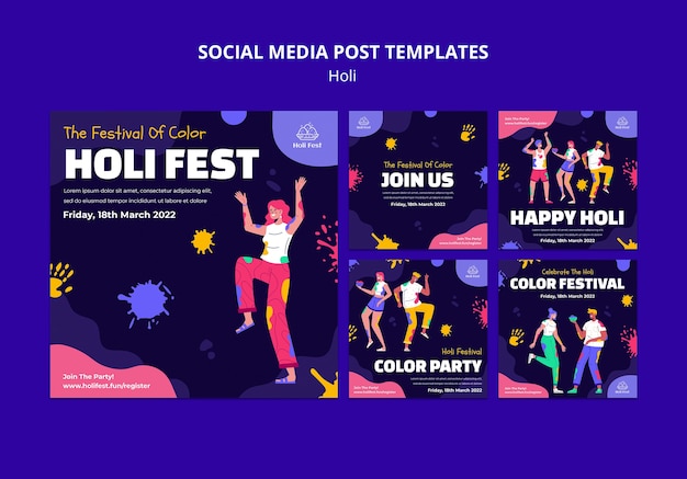 Gelukkig holi festival social media bericht