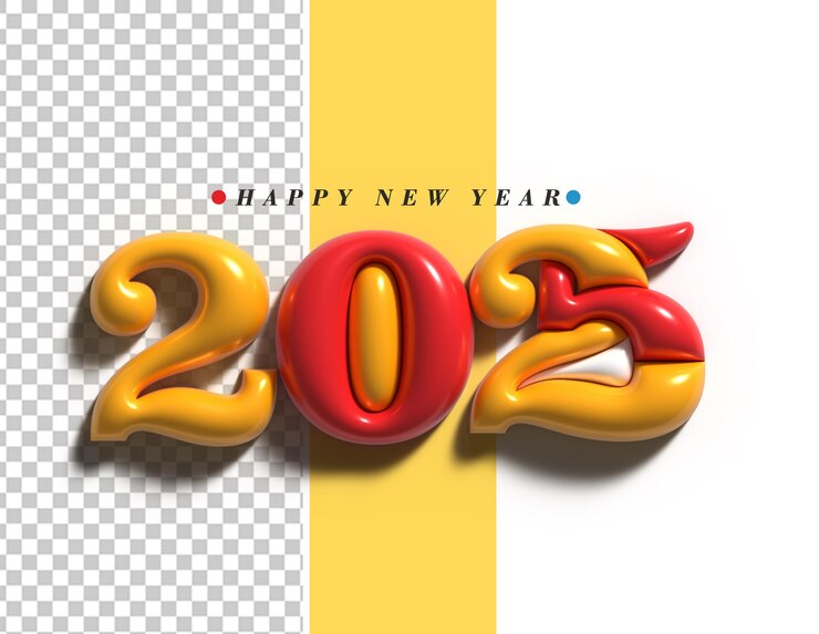 Gratis PSD gelukkig nieuwjaar 2025 tekst typografie ontwerp transparante psd