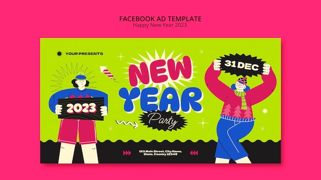 Gratis PSD gelukkig nieuwjaar facebook-sjabloon