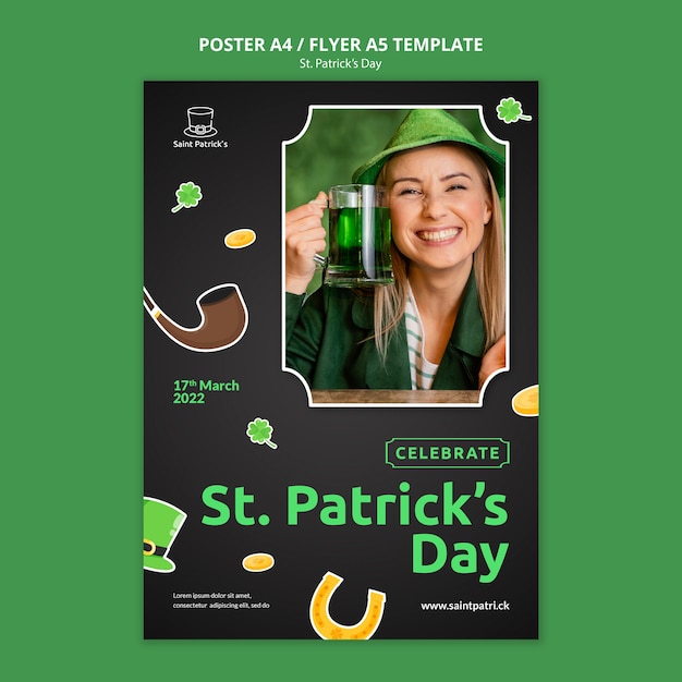 Gratis PSD gelukkig st. patrick's day-postersjabloon