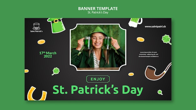 Gratis PSD gelukkig st. patrick's day-sjabloon voor spandoek