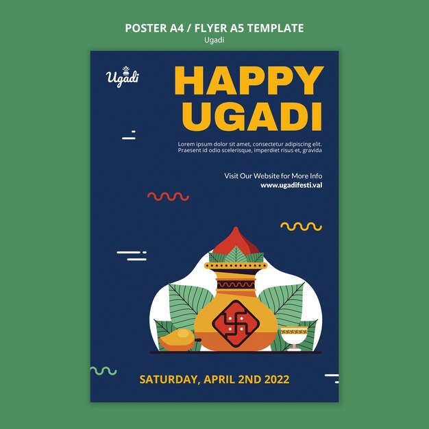 Gratis PSD gelukkig ugadi-postersjabloon