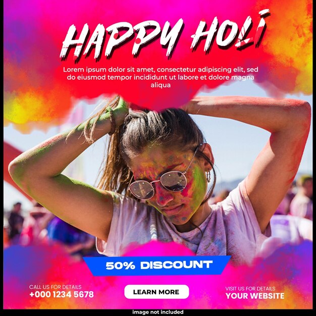 Gelukkige Holi festival social media berichten