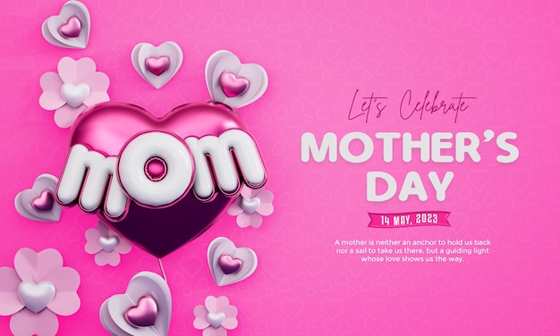 Gratis PSD gelukkige moederdag liefde begroeting sjabloon voor spandoek