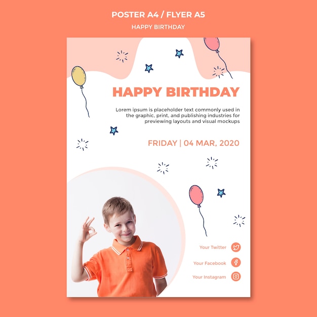 Gratis PSD gelukkige verjaardag poster sjabloon