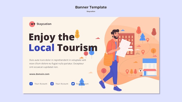 Gratis PSD geniet van de bannerstijl van lokaal toerisme