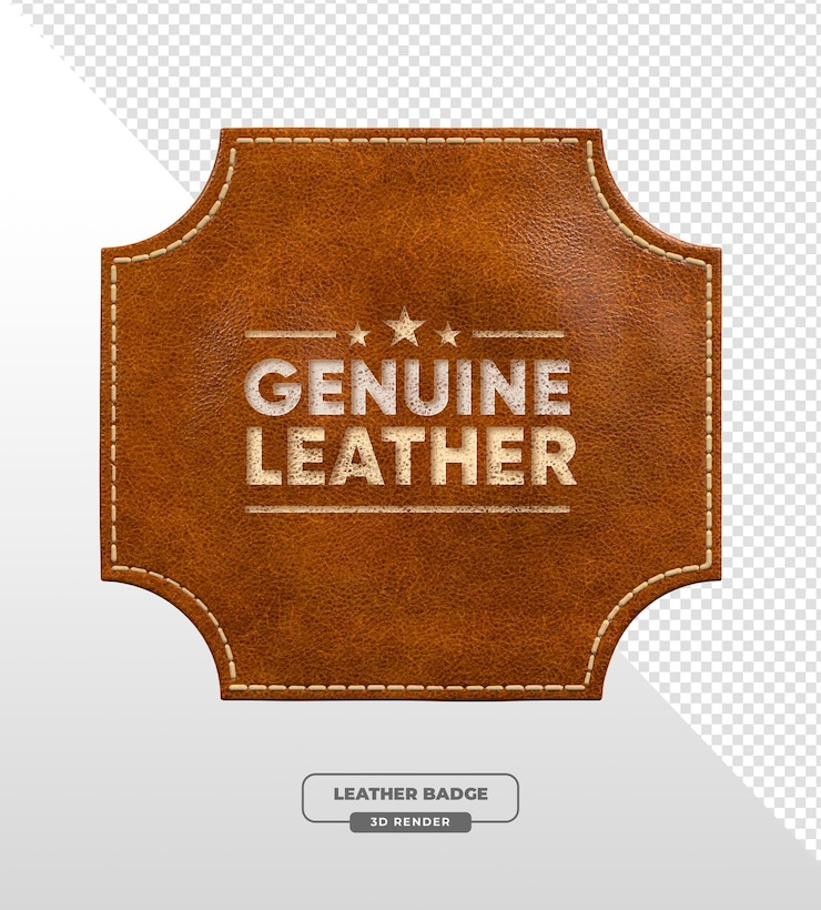PSD Gratis genuine leather badge 3d render