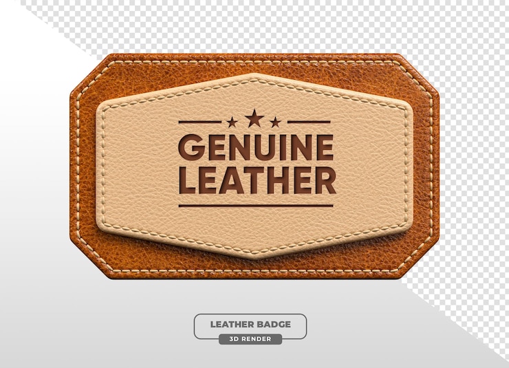 PSD Gratis genuine leather badge 3d render