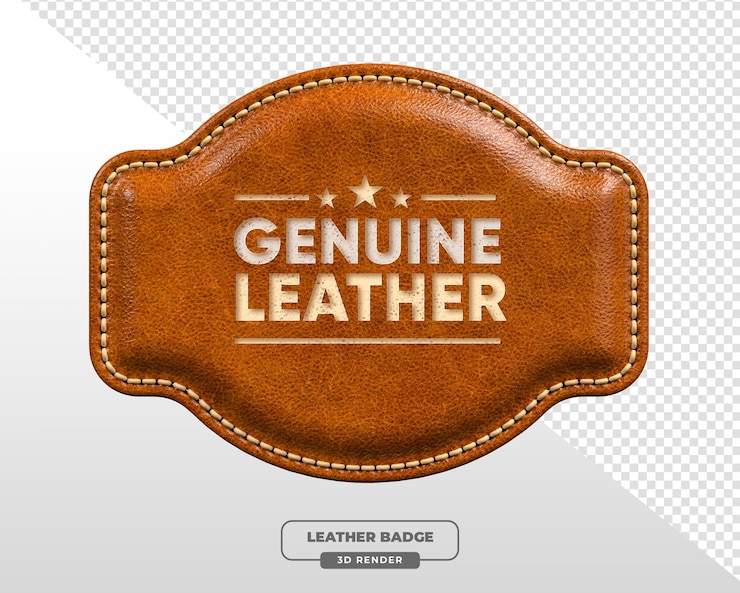 PSD Gratis genuine leather badge realistic 3d render