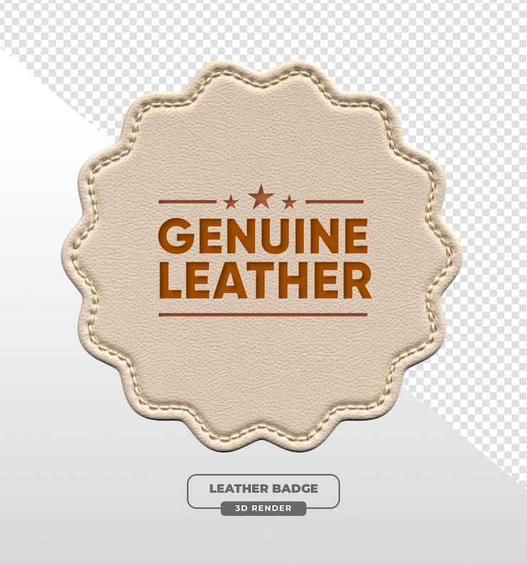 Genuine Leather Badge with Stitched Detailing 3d render