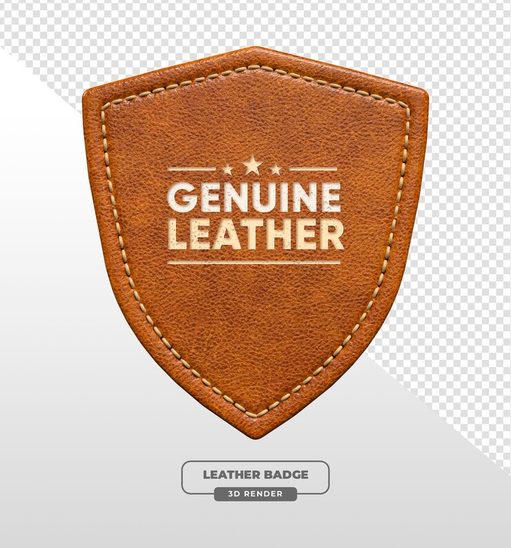 PSD Gratis genuine leather shield badge 3d render