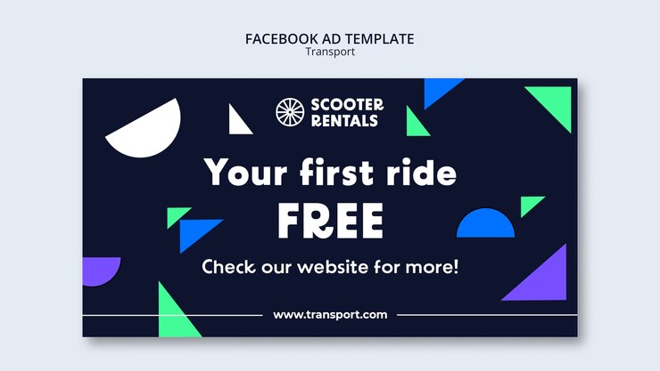 PSD Gratis geometric shapes transport facebook template